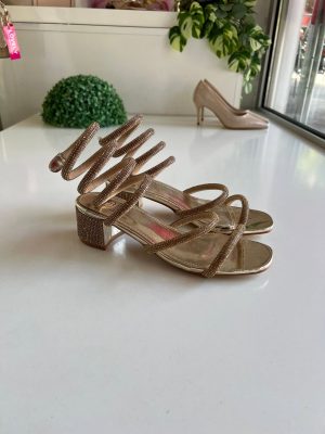 Sandale na manju štiklu 02 - spirala, zlatna boja (36)