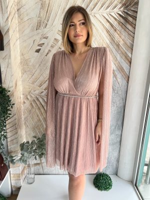 Elegantna kratka PLUS SIZE rastegljiva u struku, roze (model 03)
