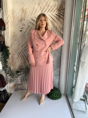 Žensko odelo sa suknjom 01 - Puder roze (44,46,48)
