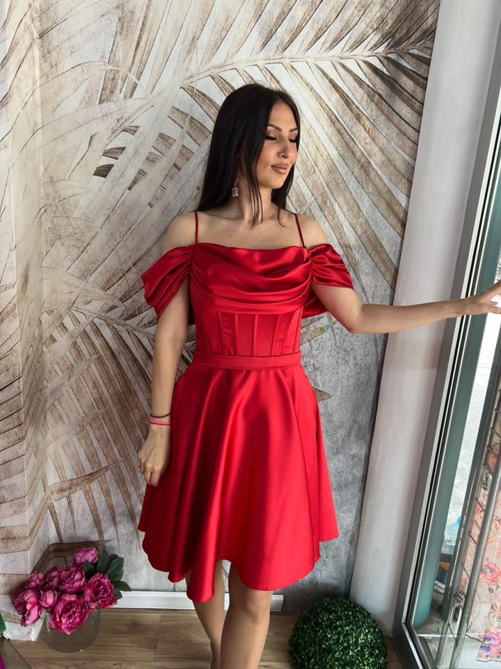 Haljina 009 - Balerina crvena sa pertlama na leđima (M,L)