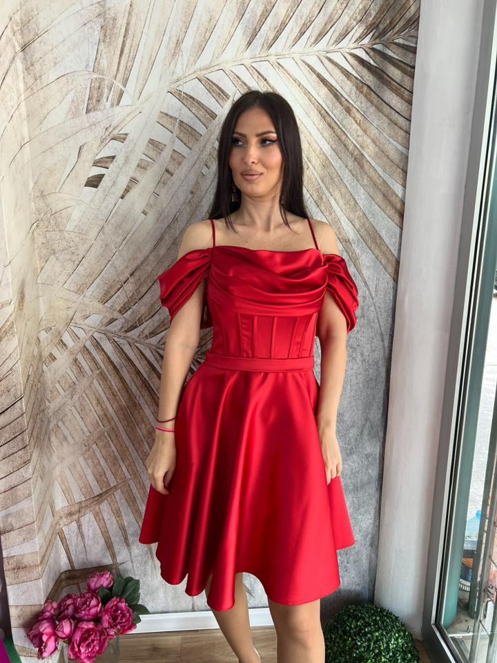 Haljina 009 - Balerina crvena sa pertlama na leđima (M,L) - Image 5