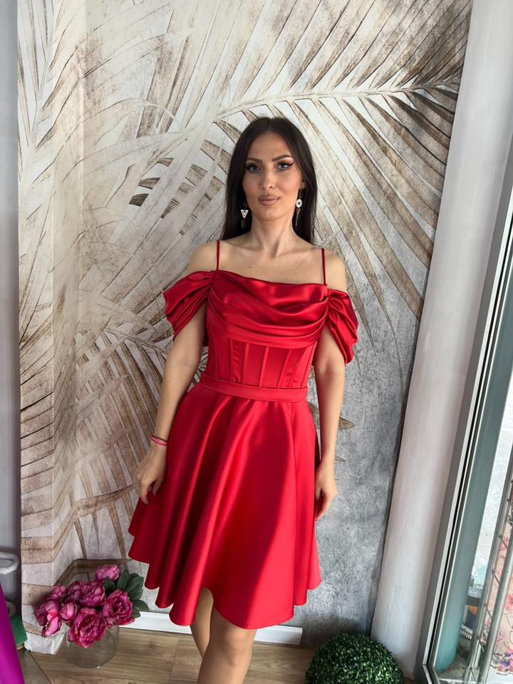 Haljina 009 - Balerina crvena sa pertlama na leđima (M,L) - Image 7