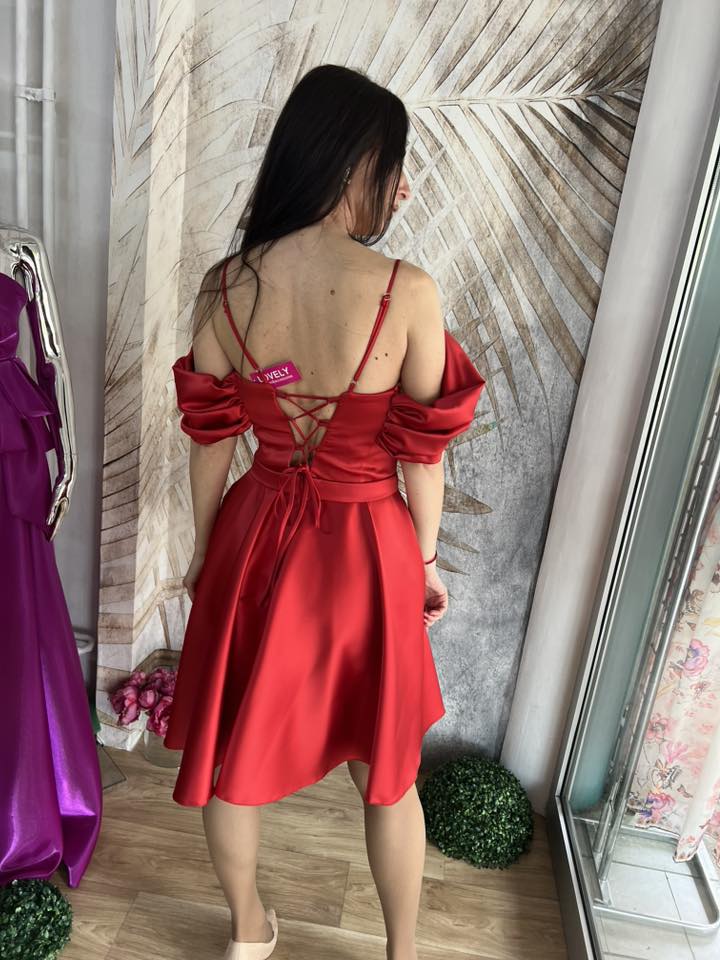 Haljina 009 - Balerina crvena sa pertlama na leđima (M,L) - Image 8