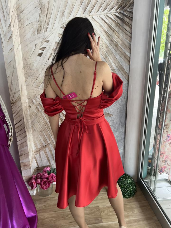 Haljina 009 - Balerina crvena sa pertlama na leđima (M,L) - Image 9