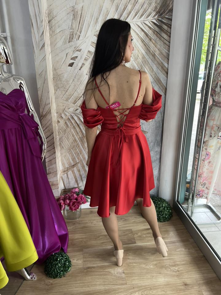 Haljina 009 - Balerina crvena sa pertlama na leđima (M,L) - Image 4