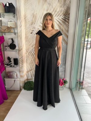 Duga haljina PLUS SIZE 04 - Gliter crna (42-46)