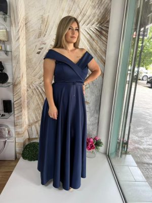 Duga haljina PLUS SIZE 04 - Saten teget (42-46)