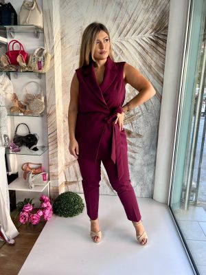 Komplet PLUS SIZE 06 - Prsluk i pantalone, bordo  (44-50)
