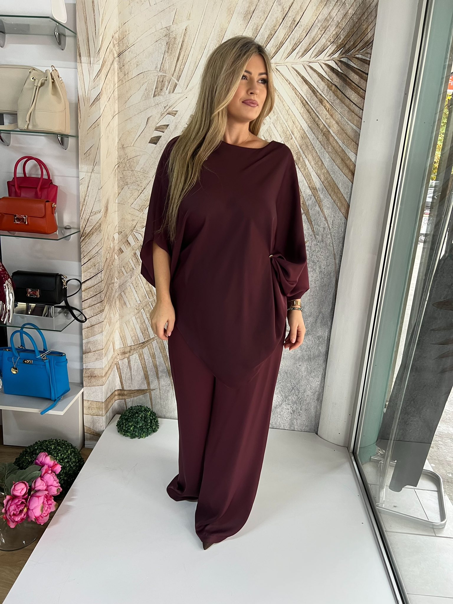 Komplet PLUS SIZE 18 - Saten bordo (44-50) - Image 2