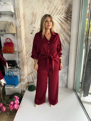 Komplet PLUS SIZE 01 - Bordo, košulja i pantalone na lastiš (42-48)