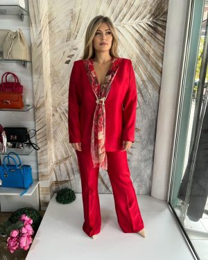 Komplet PLUS SIZE 22 - Crveni, sako i pantalone (42-48)