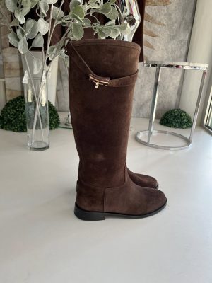 Čizme duge ravne 05 - Prirodna koža, Braon (36-41)