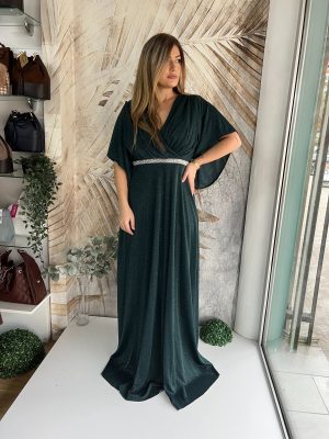 (52-58)Duga PLUS SIZE haljina sa 3/4 rukavima, zelena