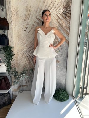 Elegantni komplet na bretelu u beloj boji