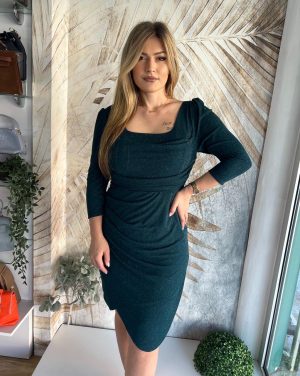 Haljina PLUS SIZE sa 3/4 rukavima, streč smaragd