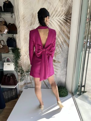 Sako haljina sa mašnom na leđima u ciklama boji