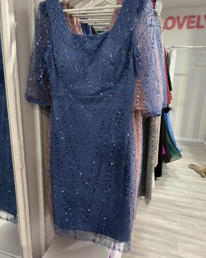 Haljina PLUS SIZE sa 3/4 rukavima, kristal plava