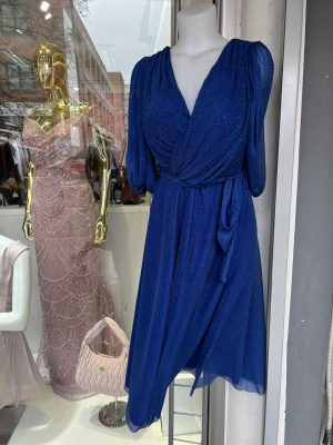 Haljina PLUS SIZE sa 3/4 rukavima, lepršava plava