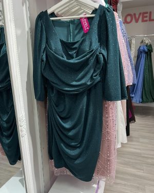 Haljina PLUS SIZE sa 3/4 rukavima, streč smaragd