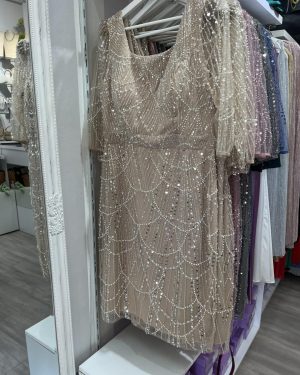 Haljina PLUS SIZE sa 3/4 rukavima, kristal bež