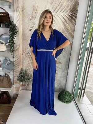 Duga haljina PLUS SIZE sa kratkim rukavima, kraljevsko plava (model 19)