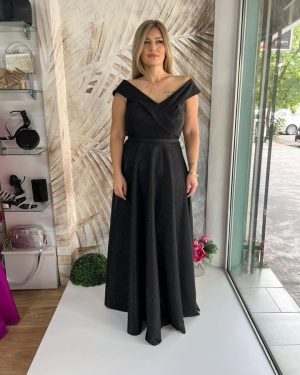 Elegantna duga haljina, crna šimer