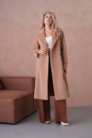 PLUS SIZE kaput na vezivanje bež